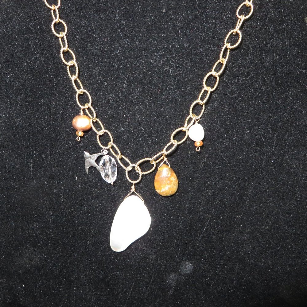 Open weave Chain link necklace with shell and more